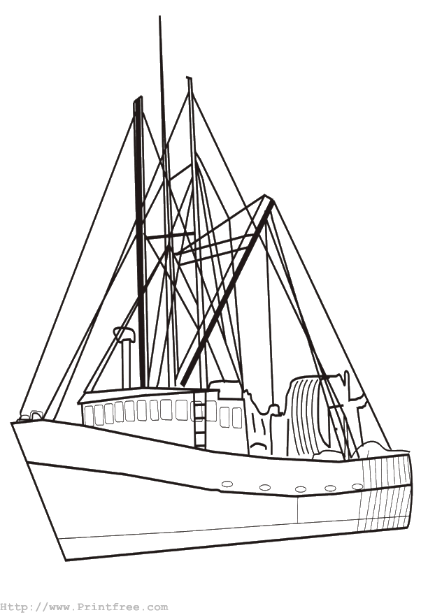 fishing boat coloring page